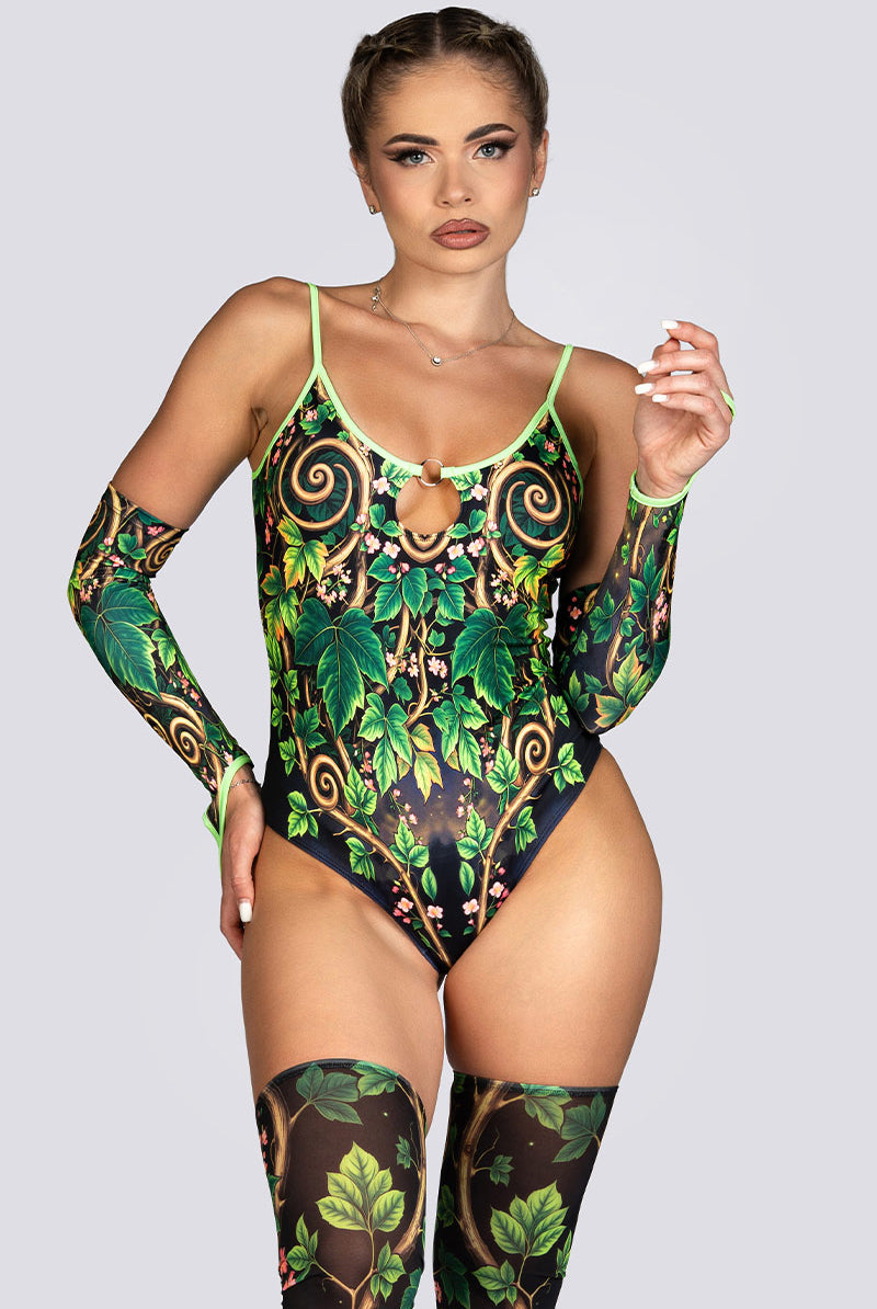 Toxic Ivy Keyhole Strappy Bodysuit Halloween Costume