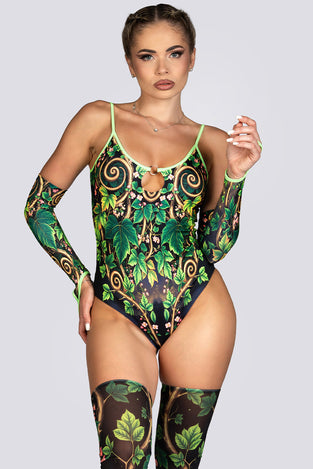 Toxic Ivy Keyhole Strappy Bodysuit Halloween Costume