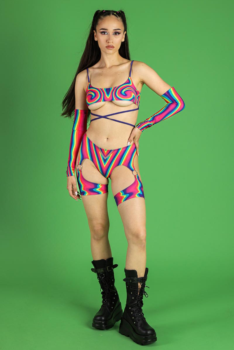 Toxic Love O-Ring Harness Booty Shorts Full View