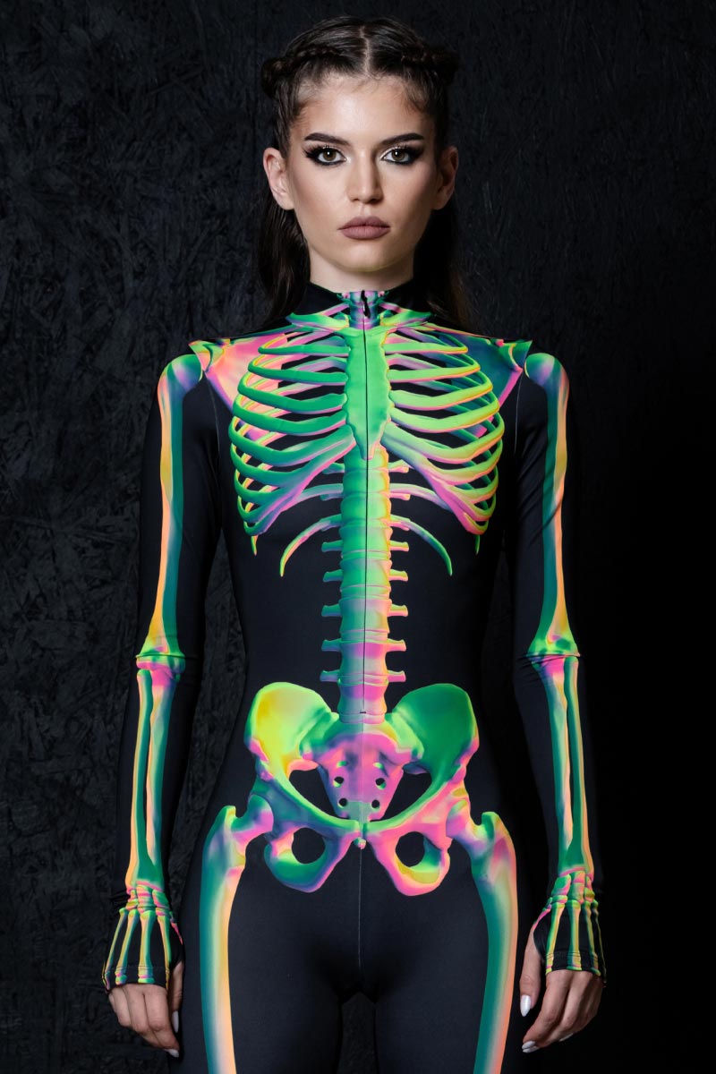 Toxic Skeleton Costume Close View