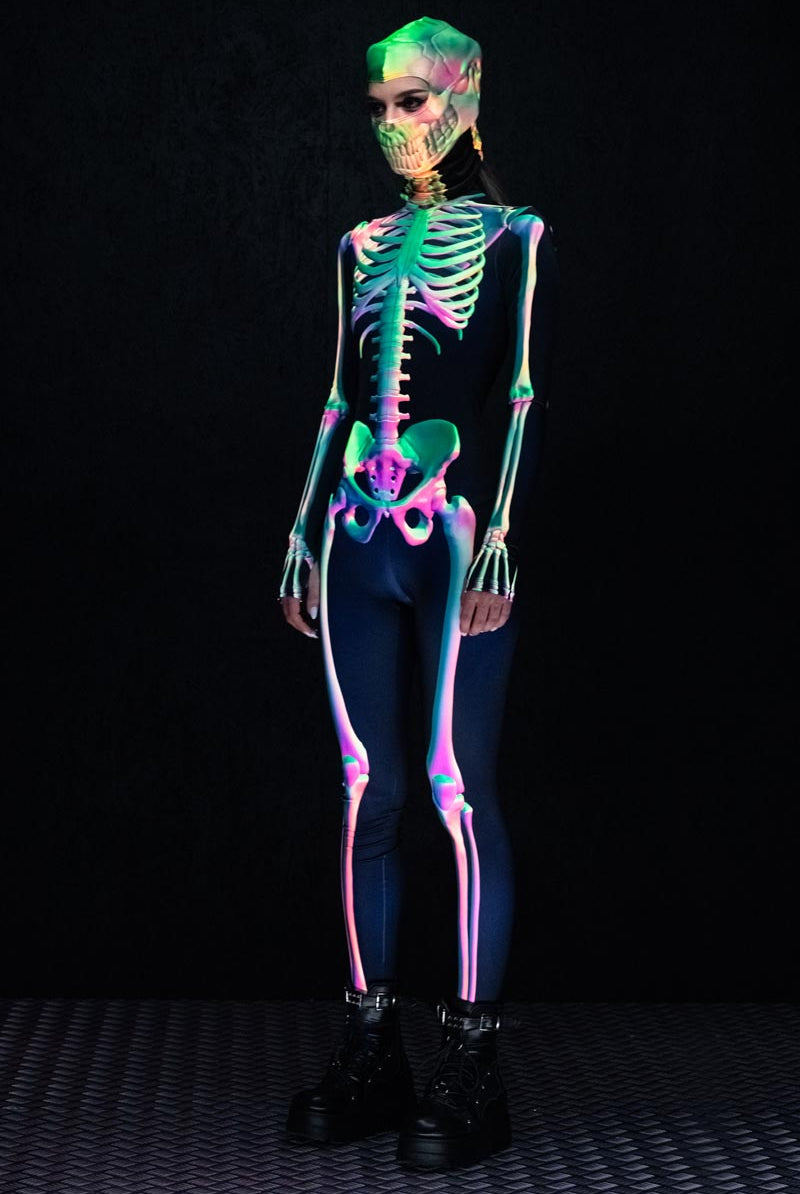 Toxic Skeleton Costume UV Side View
