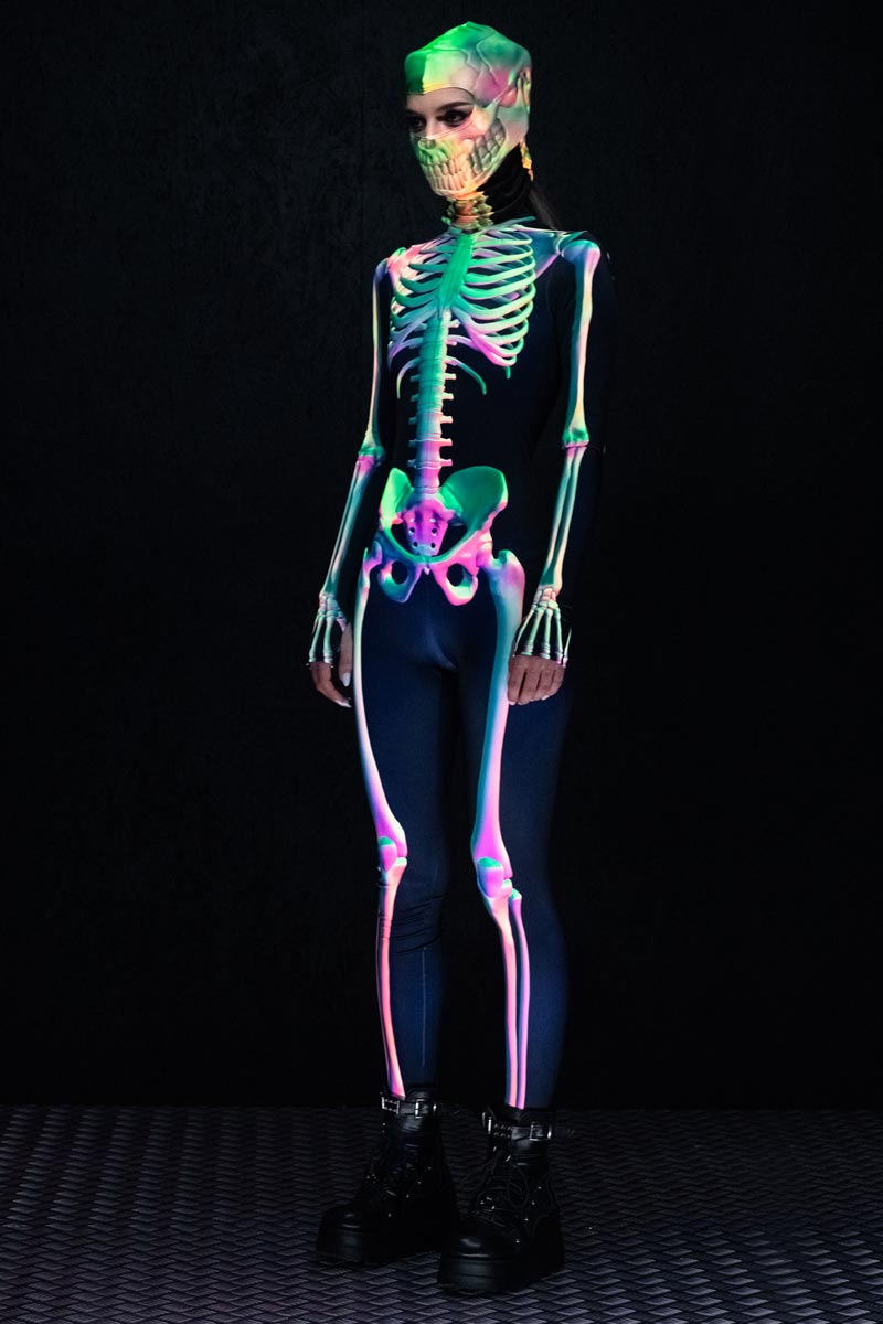 Toxic Skeleton Costume UV Side View