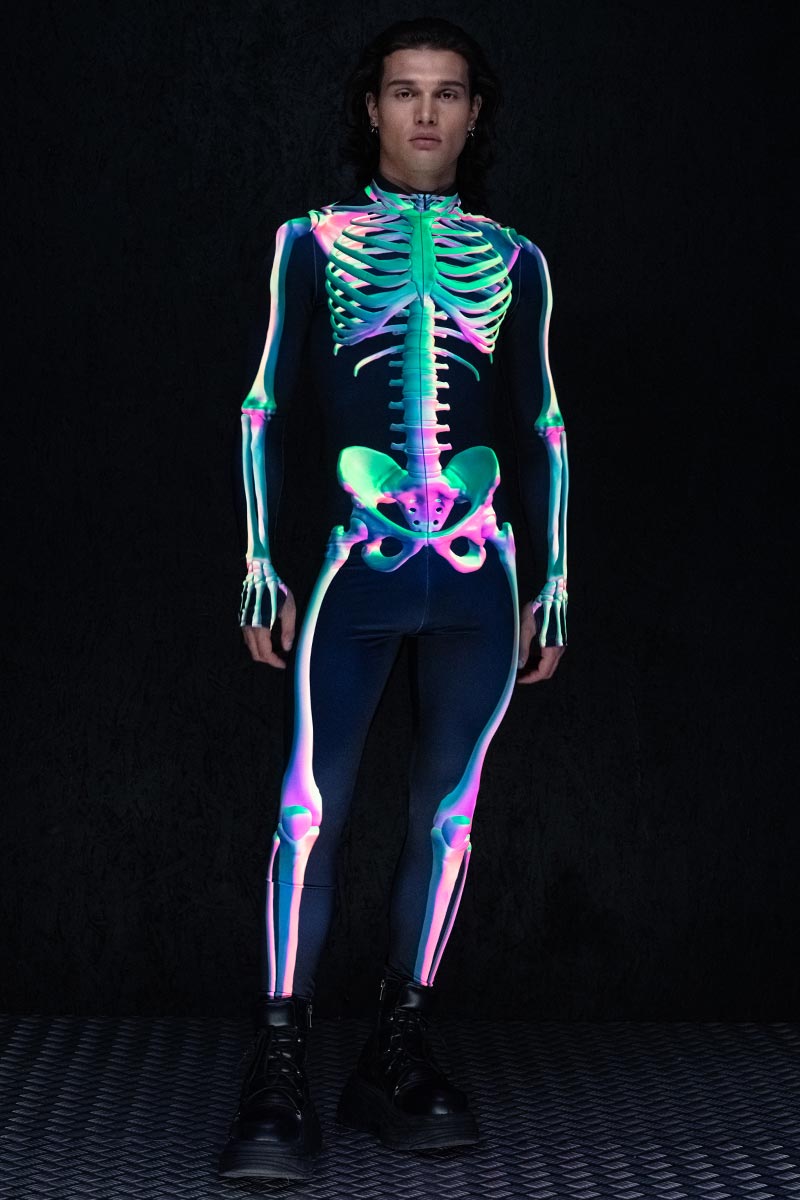 Toxic Skeleton Men's Costume UV Front View