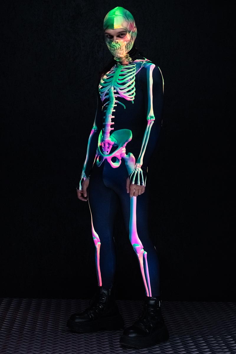 Toxic Skeleton Men's Costume UV Side View