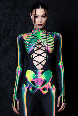 Toxic Skeleton Open Front Costume Close View