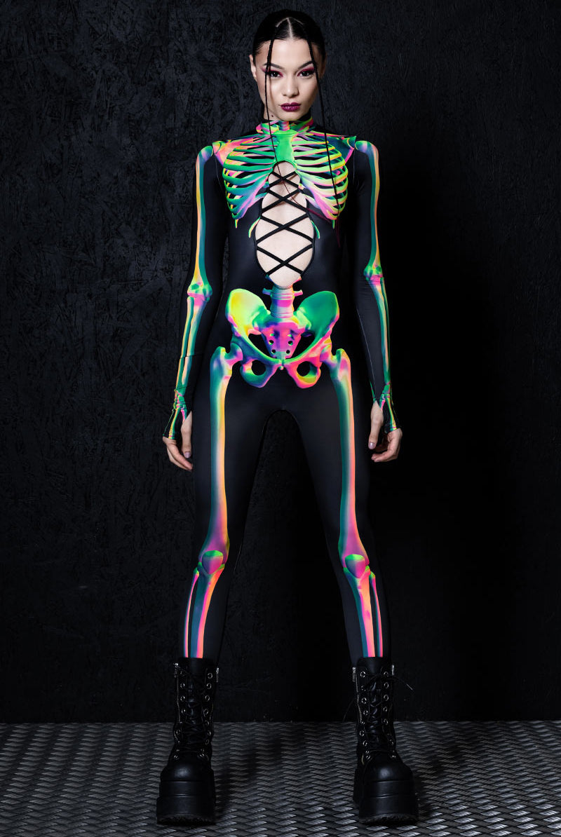 Toxic Skeleton Open Front Costume Front View