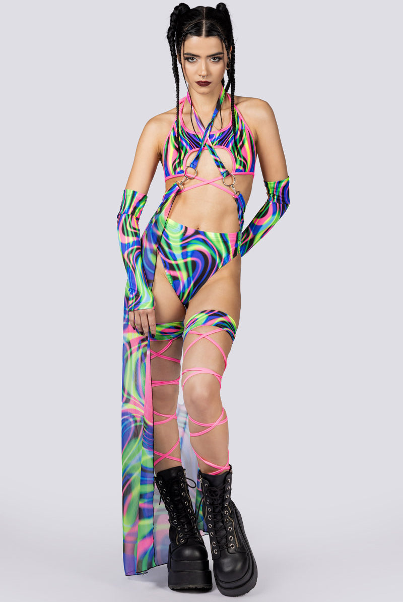 Trance Flow High Cut Booty Shorts Full View