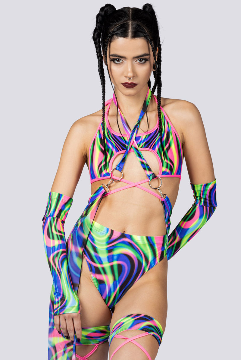 Trance Flow Wrap Around Crop Top Close Full View