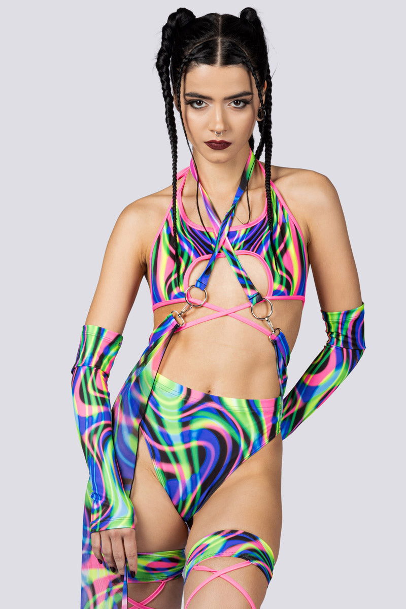 Trance Flow Wrap Around Crop Top Close Full View