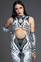 Rave Outfit Tribal Mystic Cut Out Catsuit Close View