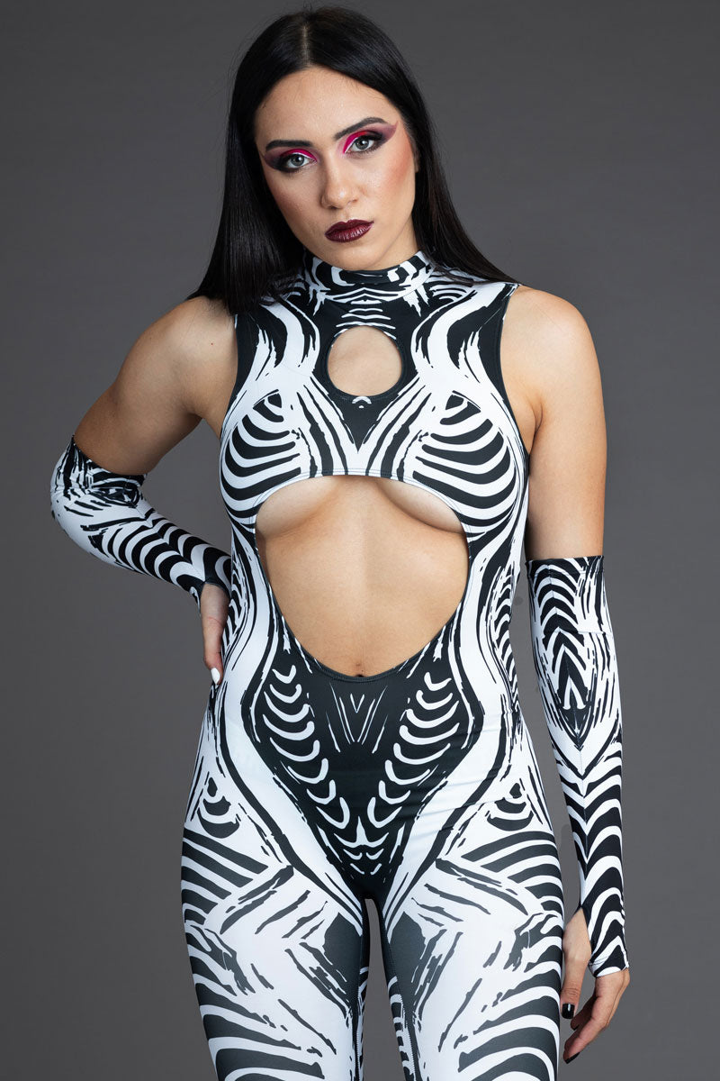 Tribal Mystic Cut Out Catsuit Close View