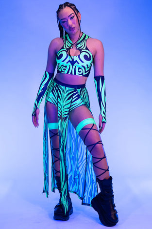 Rave Outfit Tribal Oracle Sheer Maxi Skirt Set