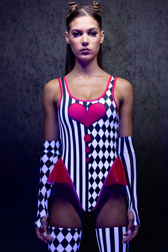 Rave Outfit Trickster Balerina Bobysuit Close View Uv