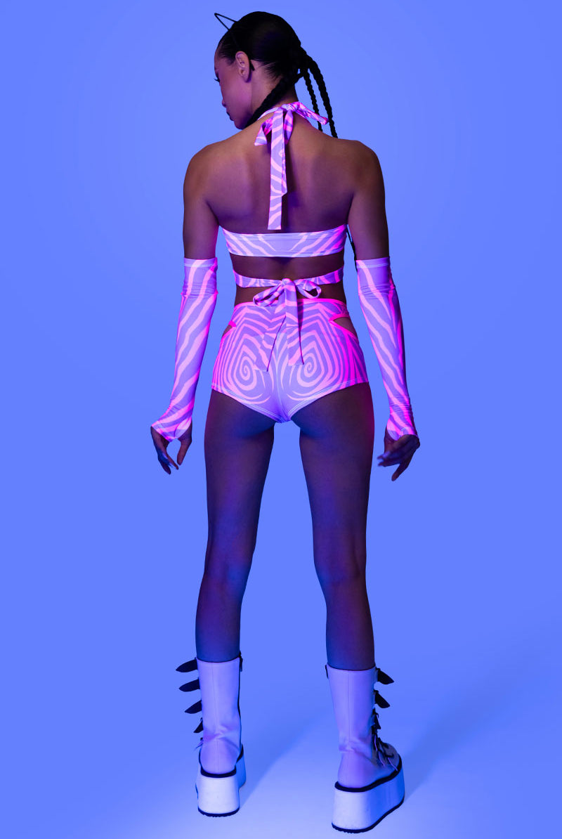 Trippy Kitty Cut Out Booty Shorts Rave Halloween Wear