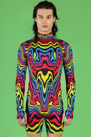 Trippy Stripes Men's Romper Close View