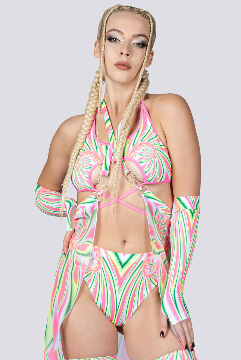 Trippy Treat Mesh Cape Skirt Close Front View