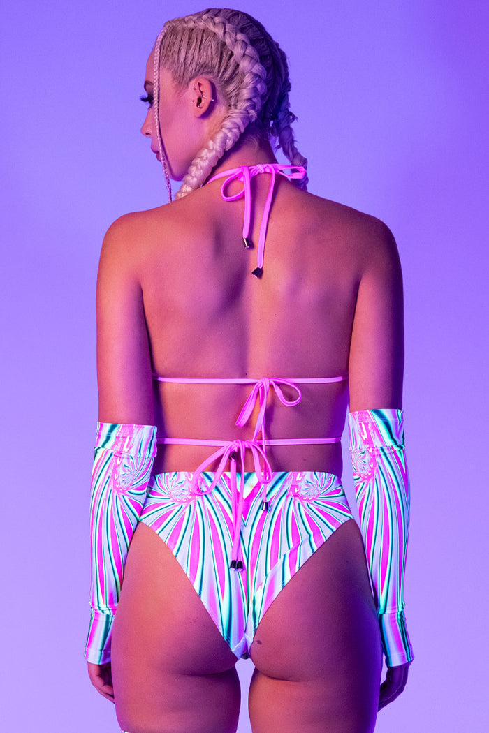 Rave Outfit Trippy Treat Mesh Cape Skirt Set Back View