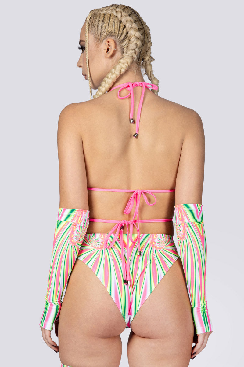 Trippy Treat Wrap Around Crop Top Close Back View
