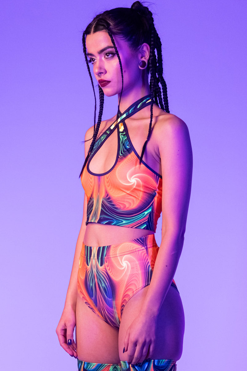 Tropica Criss Cross Halter Top Close Side View