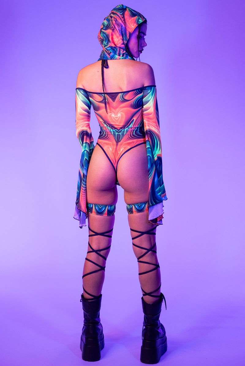 Tropica Sheer Bell Sleeve Bodysuit Back View