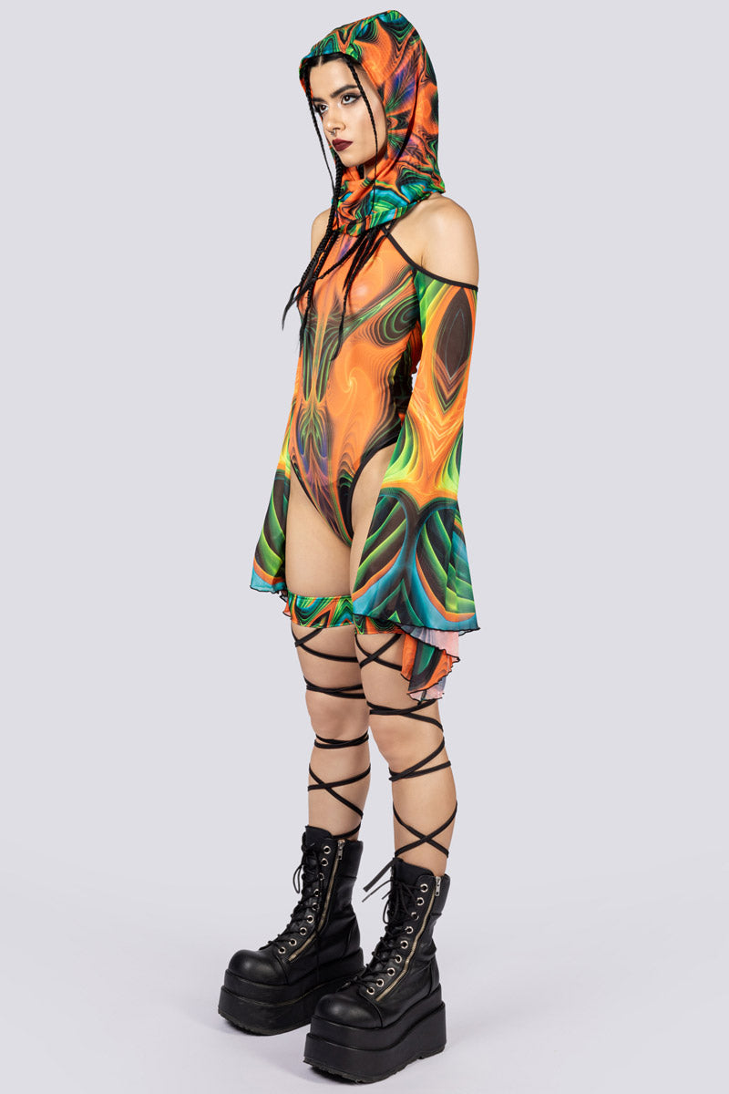 Tropica Sheer Bell Sleeve Bodysuit Side View