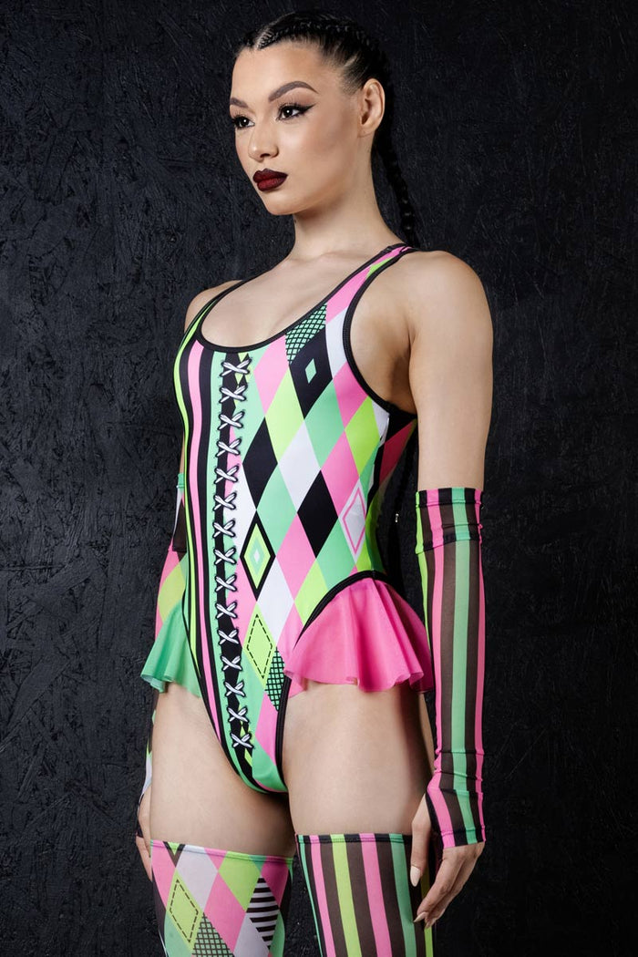 Rave Outfit Twisted Trickster Balerina Bobysuit Side View