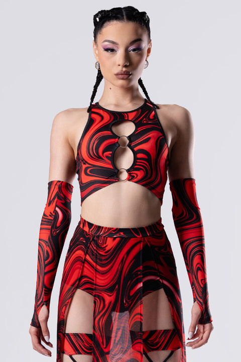 Rave Outfit Underground Angel Sheer Maxi Skirt Set Close Front View