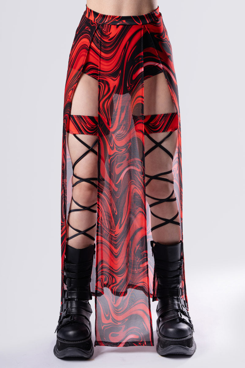 Underground Angel Sheer Maxi Rave Skirt | Devil Walking