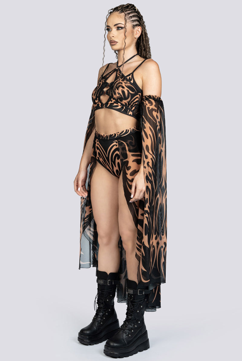 Untamed Open Mesh Maxi Skirt Festival Clothing