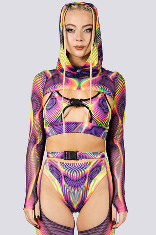 Rave Outfit Velocity Wave Chap Pants Set Close Front View