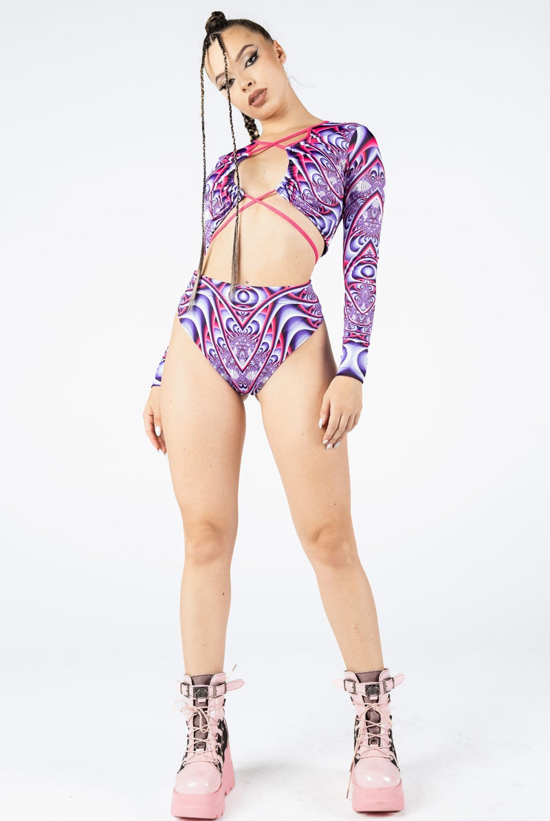 Violet Aura Criss Cross Crop Top Full View