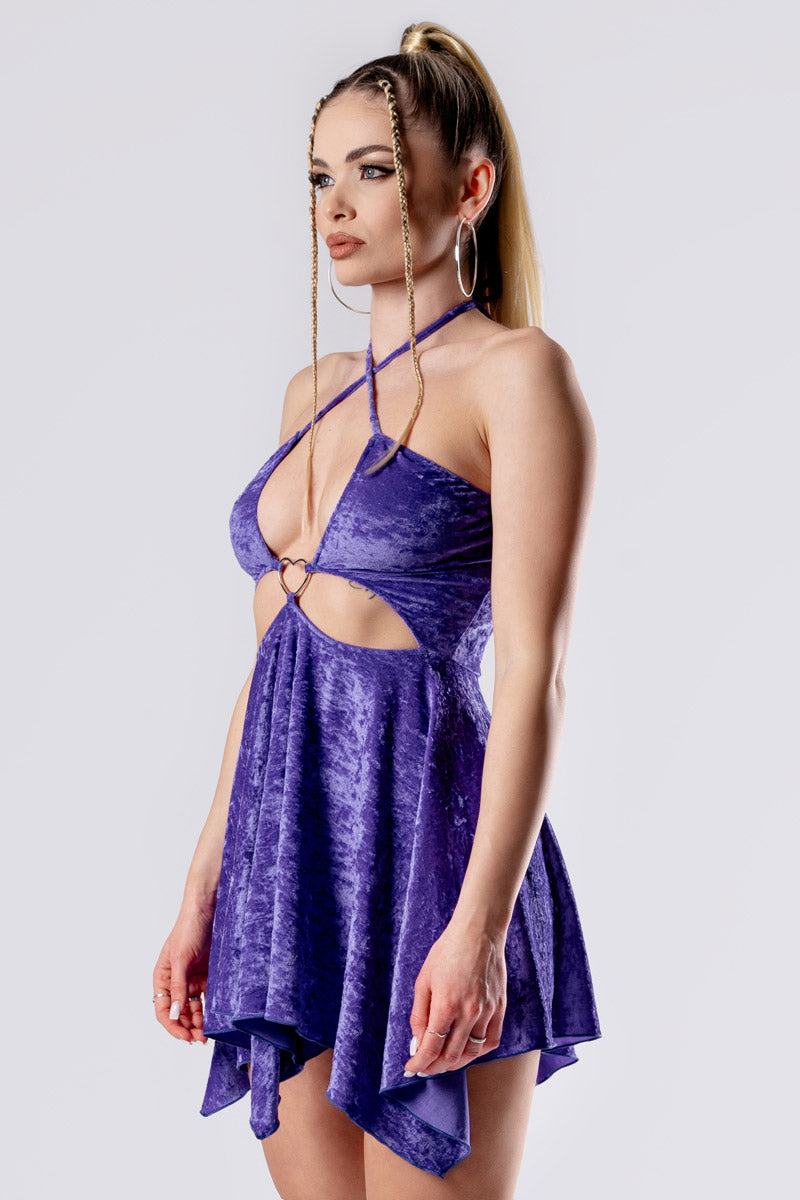 violet-crush-cut-out-handkerchief-dress-purple-velvet-side-view