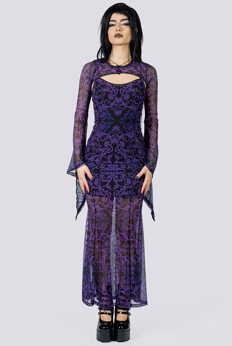 Violet Victorian Mesh Maxi Dress