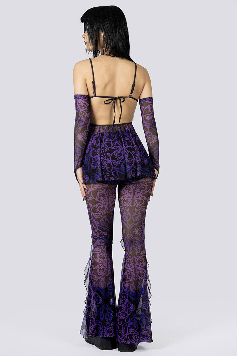 Violet Victorian Mesh Overlay Bra Top Back Goth Fashion