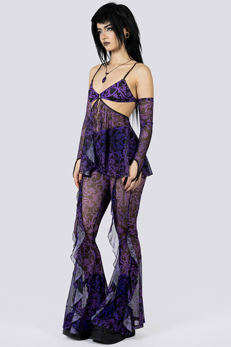 Violet Victorian Mesh Overlay Bra Top Side Goth Wear