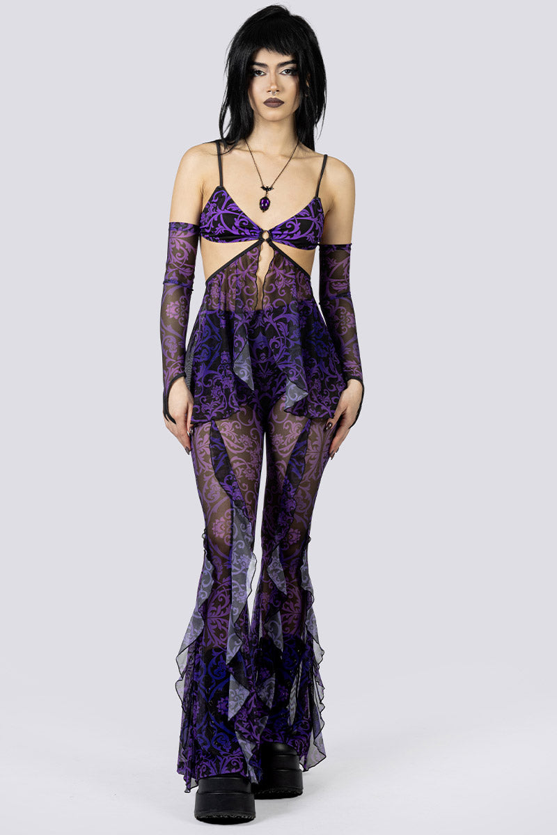 Violet Victorian Ruffle Pants Front Goth Fashion