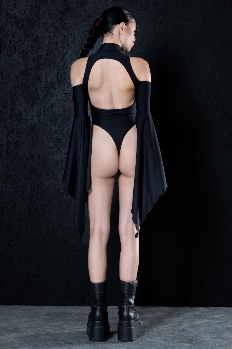 Vixen Bat Sleeves Thong Bodysuit Back View