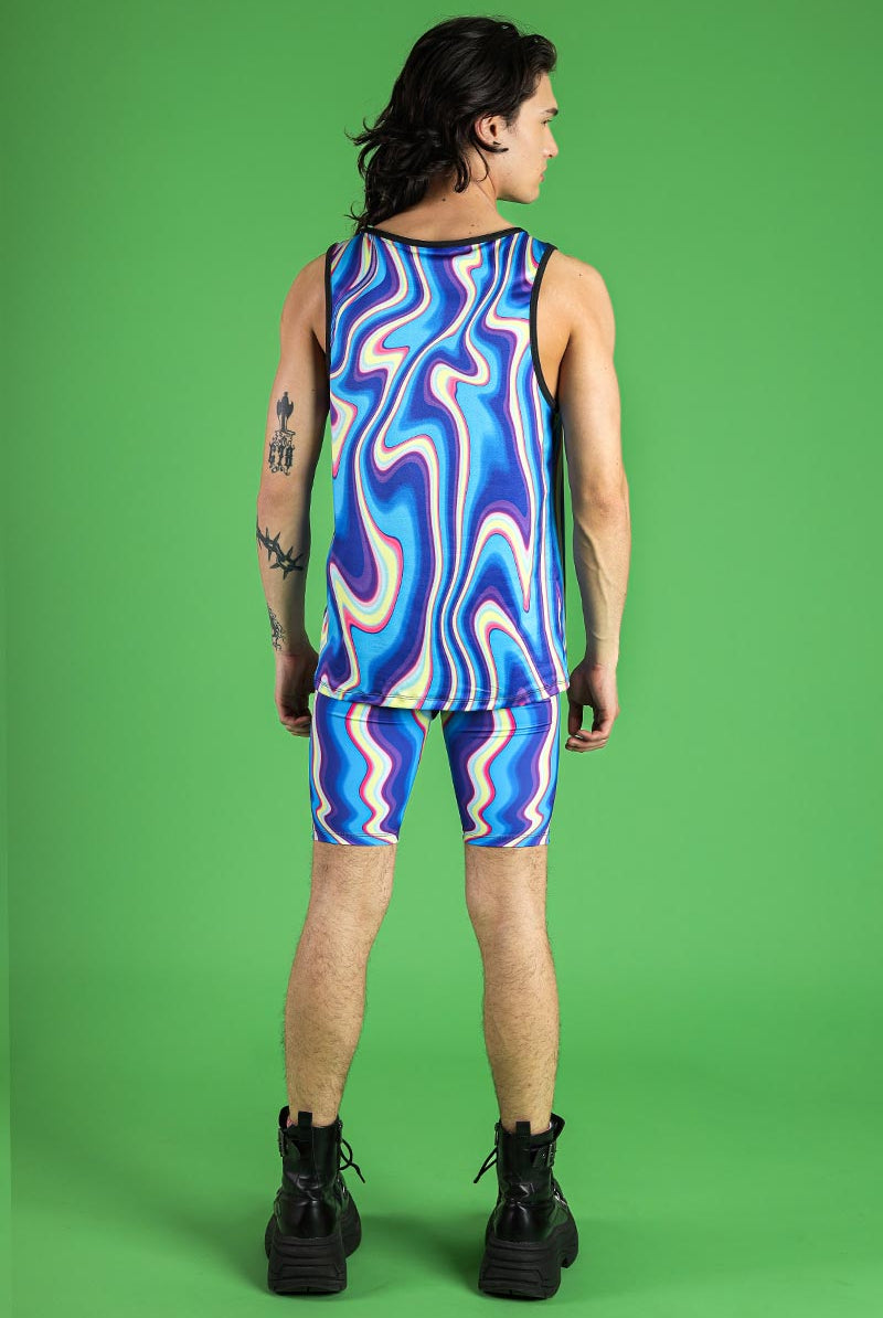 Wavy Wonders Men's Biker Shorts Back View