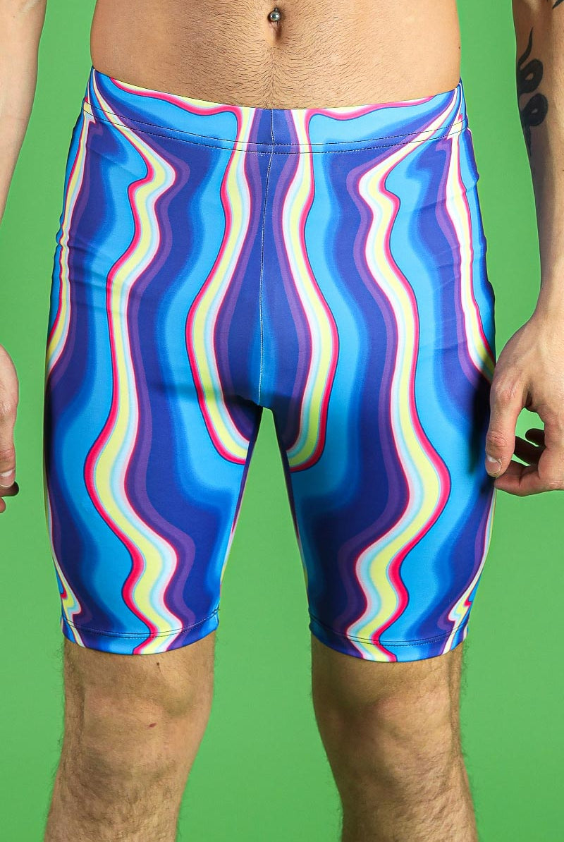 Wavy Wonders Men's Biker Shorts Close View