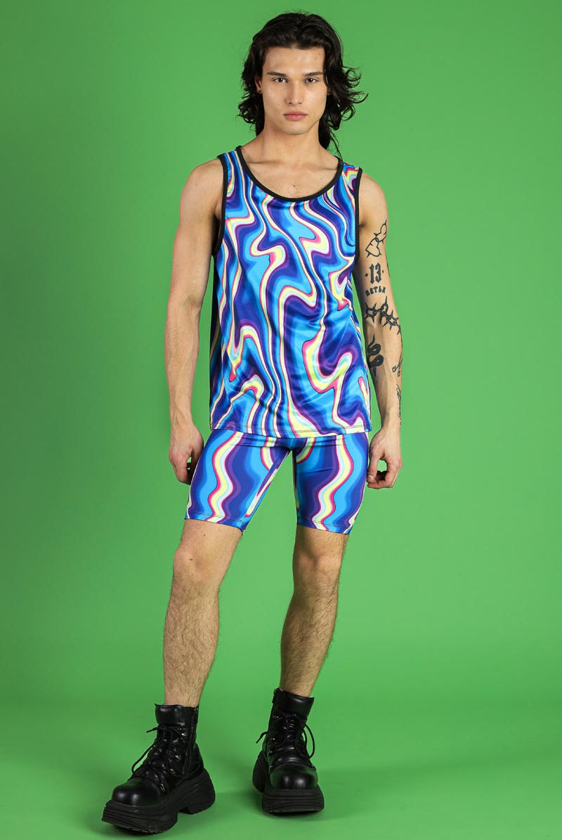 Wavy Wonders Men's Biker Shorts Front View