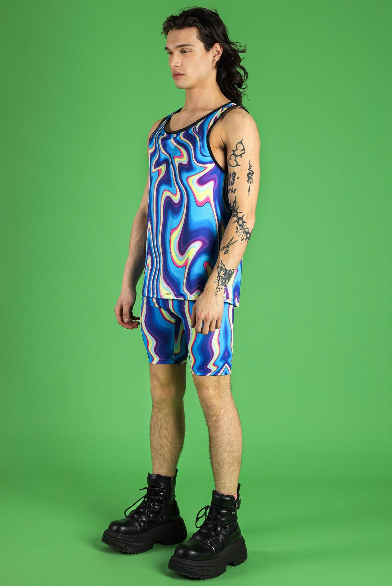 Wavy Wonders Men's Biker Shorts Side View