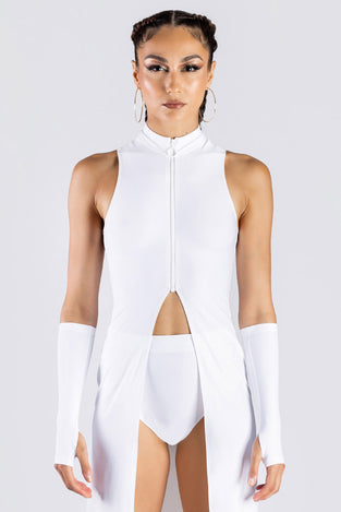 Rave Outfit White Cut Out Maxi Dress Studio Close View