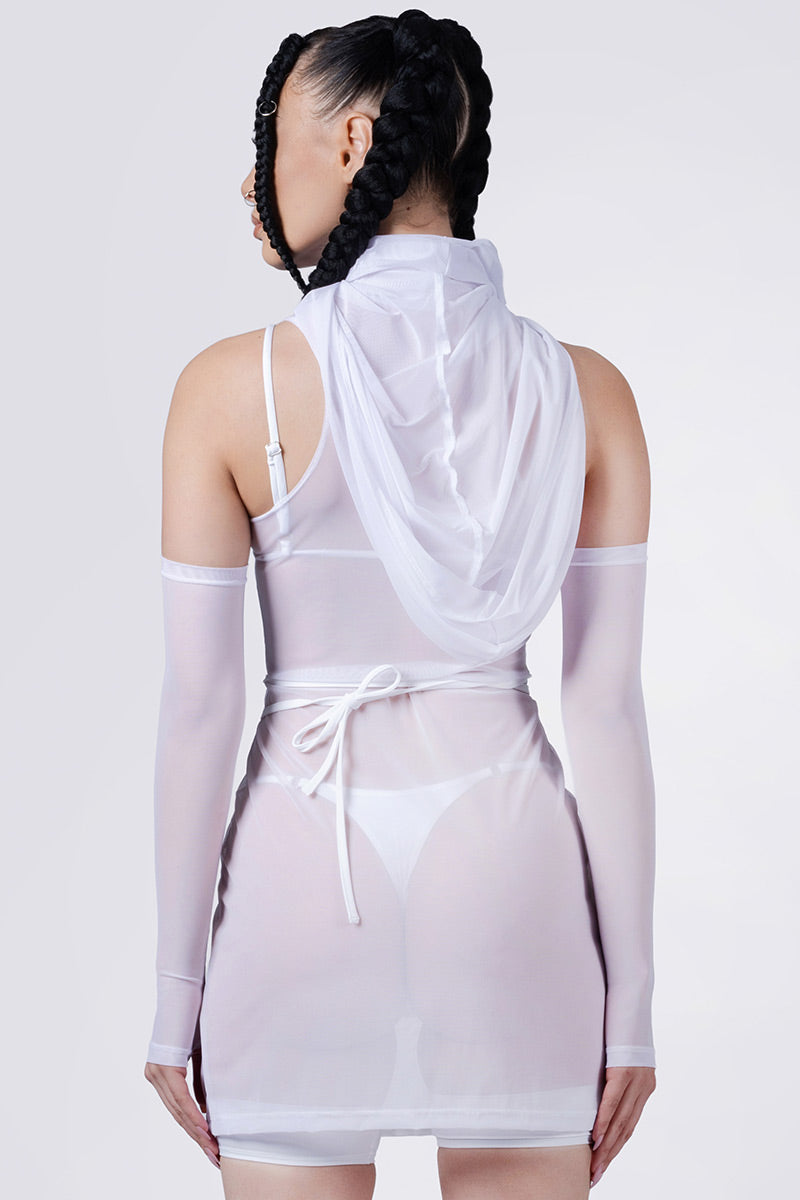 white-hooded-slit-mini-dress-close-back-view