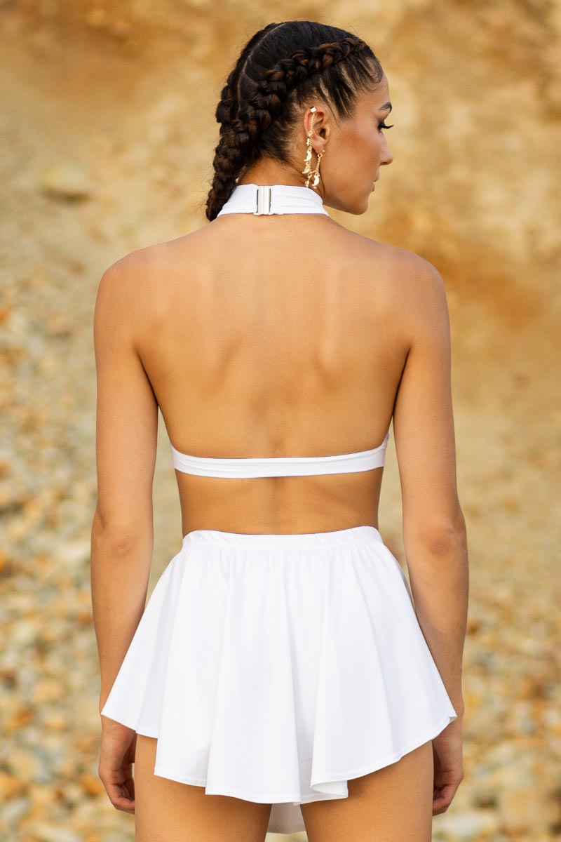 White Pleated Rave Skirt Back View