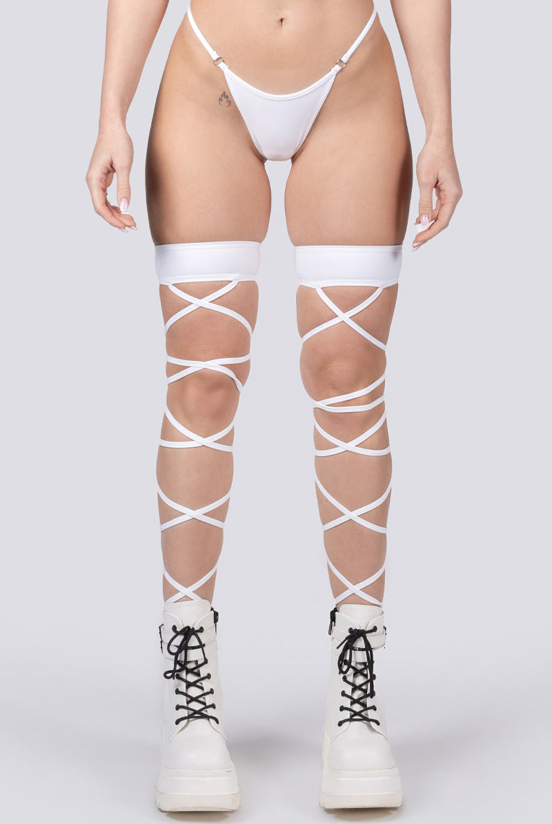 white-rave-leg-wraps-close-front-view