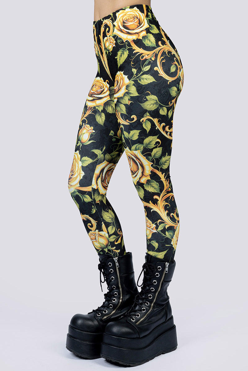 Wicked Baroque Leggings Close Up Goth Clothing