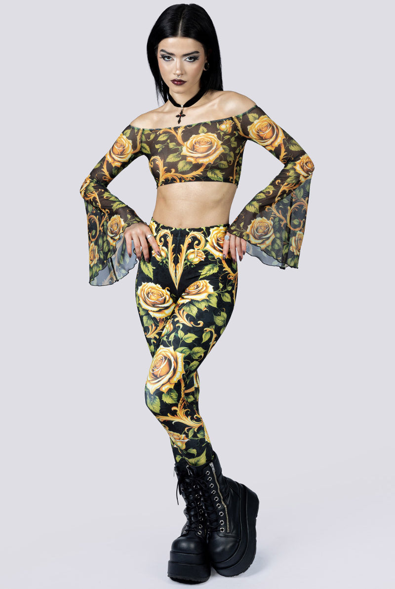 Wicked Baroque Leggings Full Body Front Goth Fashion