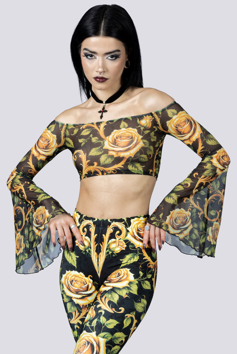 Wicked Baroque Leggings Set Close Up Front Goth Clothing