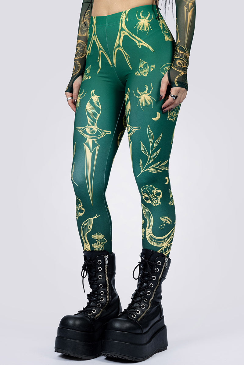 Wicked Witch Leggings Close Up Goth Clothing