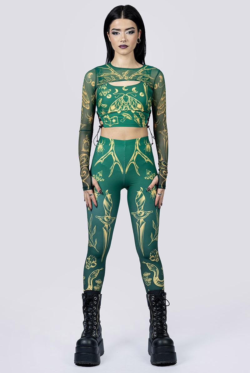 Wicked Witch Leggings Full Body Front Goth Fashion